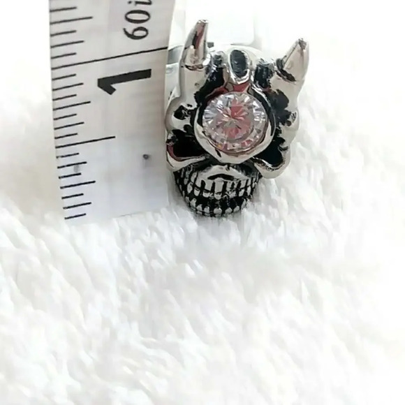 Halloween Devil Skull Biker Ring Gothic Punk Stainless Steel Unisex Ring - Picture 10 of 10